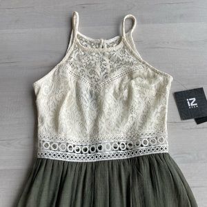 Full-length summer dress with lace top
